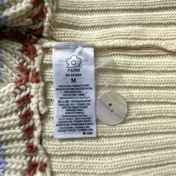 FARM Rio Bold Stitch Knit Cardigan, Size M, NWT - Picture 15 of 15